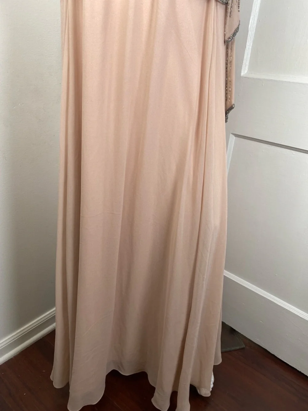 J Kara NWT Nordstrom Blush Pink Beaded Wrap-Front Maxi Dress - Picture 3 of 11